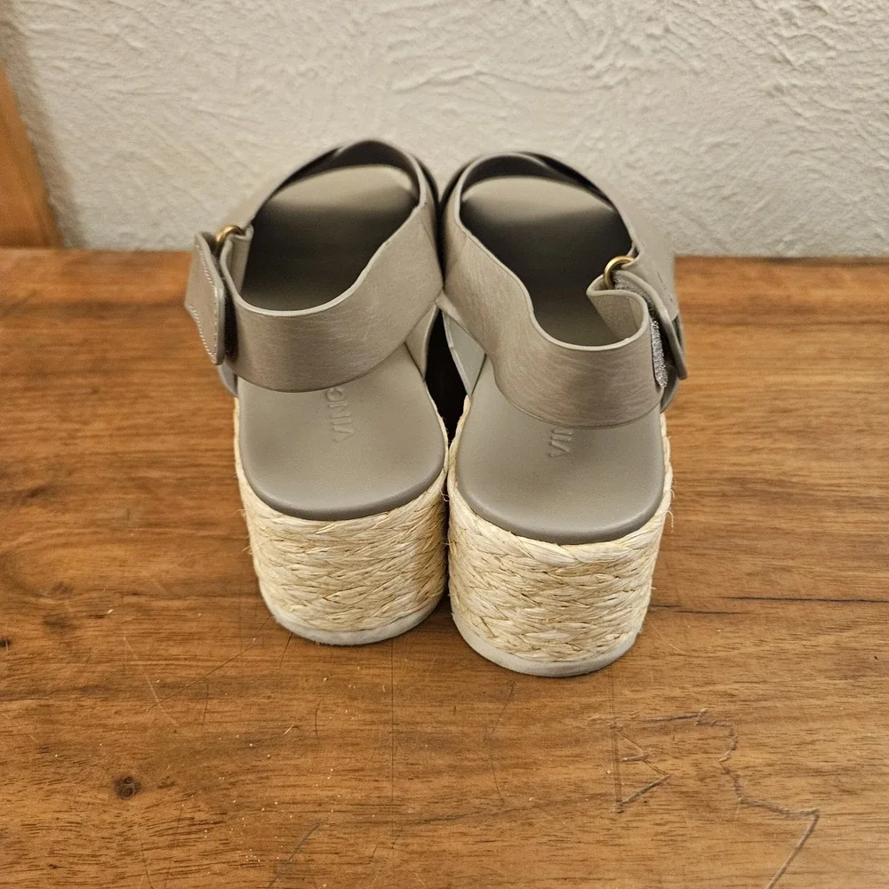 Vince Women's Jesson Platform Espadrille Sandals US Size 6M EUR Size 36 Gray Tan